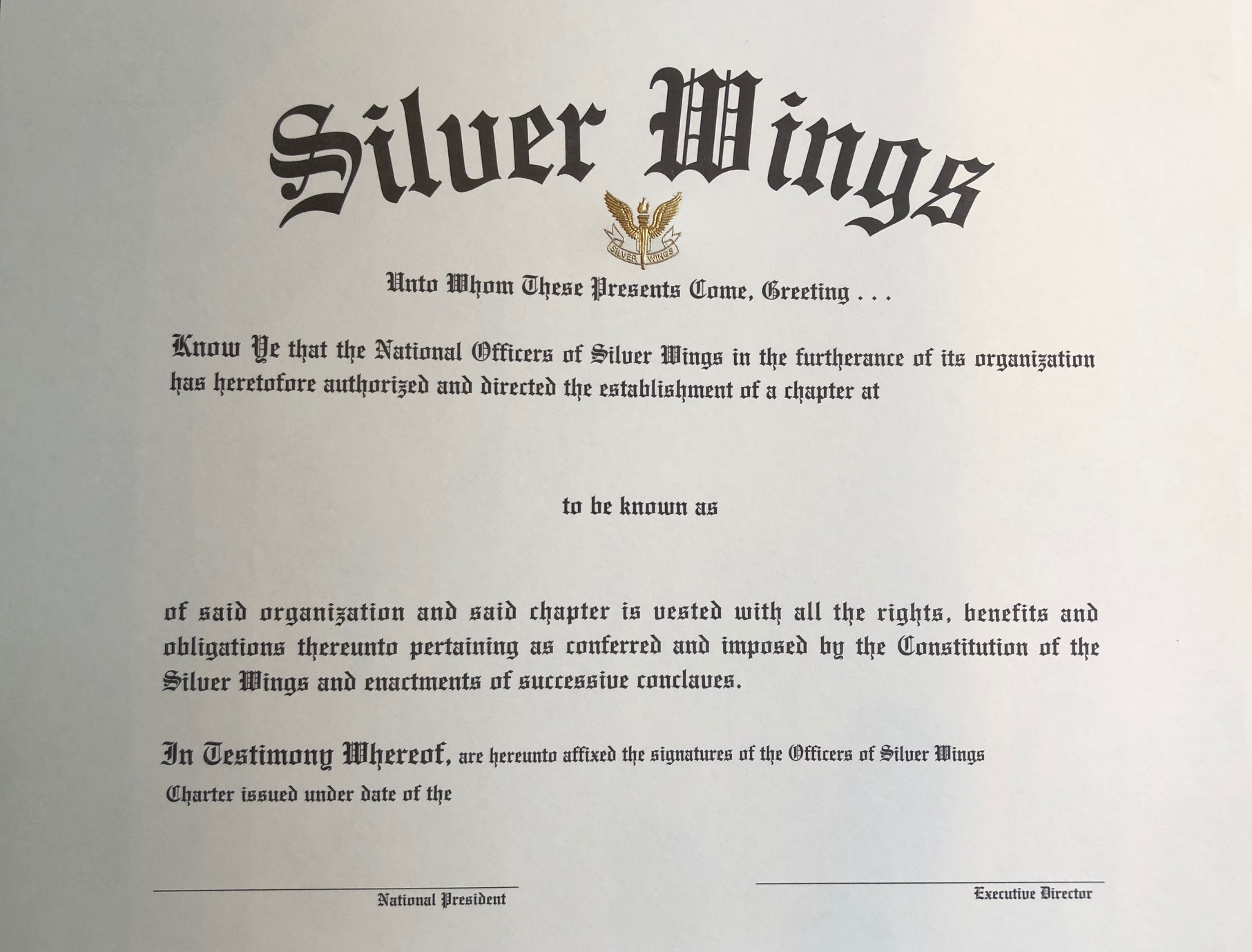 Arnold Air Society & Silver WingsSW Chapter Charter